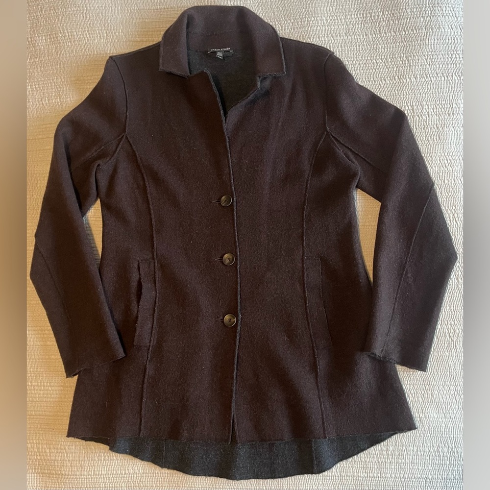 Eileen Fisher Brown Merino Wool Light Jacket Size Medium